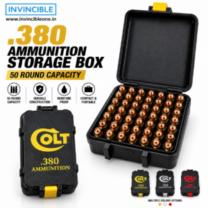 Ammunition Storage Box .380 ACP Cal 50 Round  | Easy Carry Ammo Case | Portable Sealed Ammo Organizer Box