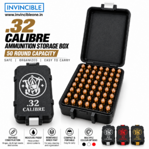 Ammunition Storage Box .32 Cal 50 Round  | Easy Carry Ammo Case | Portable Sealed Ammo Organizer Box