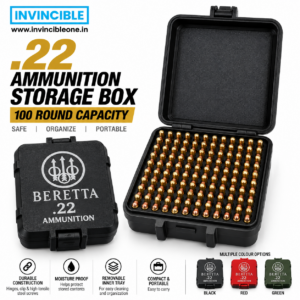 Ammunition Storage Box .22 Cal 100 Round  | Easy Carry Ammo Case | Portable Sealed Ammo Organizer Box