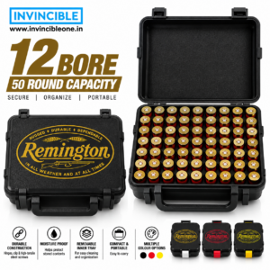 Ammunition Storage Box 12 Bore 50 Round  | Easy Carry Ammo Case | Portable Sealed Ammo Organizer Box
