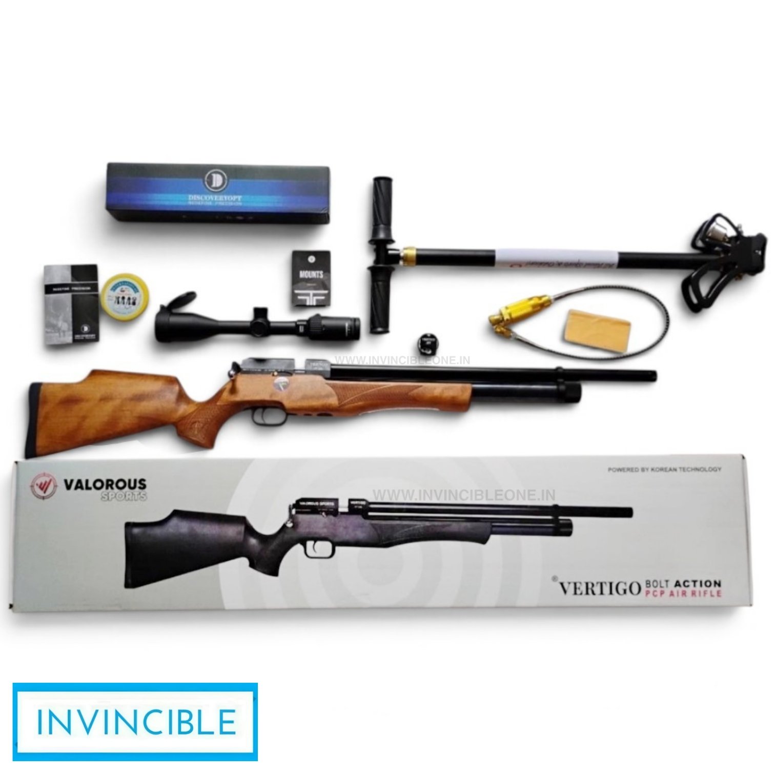 Valorous Sports Vertigo PCP Air Rifle Combo .177 Cal | Wooden | Non Regulated - Image 2