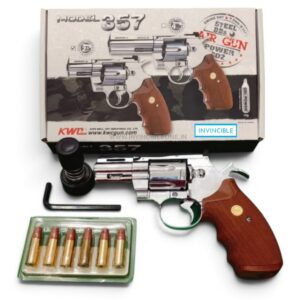 KWC 357 Revolver CO2 Air Gun 4.5mm (.177 Cal) BB – Full Metal Chrome Silver Air Revolver