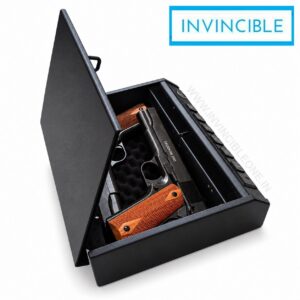Biometric Pistol Safe Box with LED Light – Fingerprint, Password & Key Access | Type-C Charging
