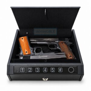 Biometric Pistol Safe Box with LED Light – Fingerprint, Password & Key Access | Type-C Charging
