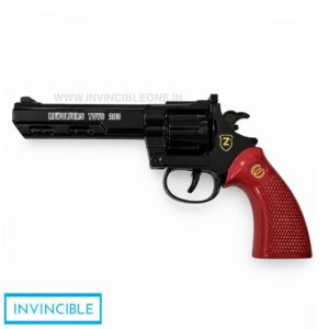 Python Black Big 8-Shot Ring Cap Toy Gun - Full Metal Die-Cast Big Size Revolver with Brown Grip