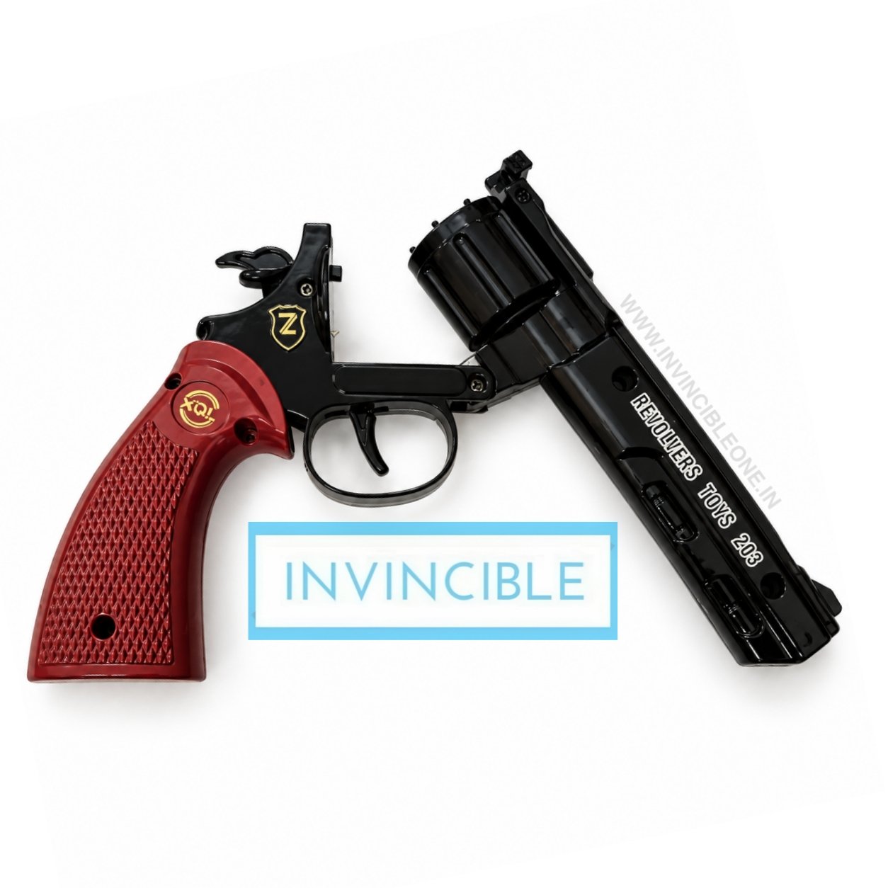 Python Black Big 8-Shot Ring Cap Toy Gun - Full Metal Die-Cast Big Size Revolver with Brown Grip - Image 2