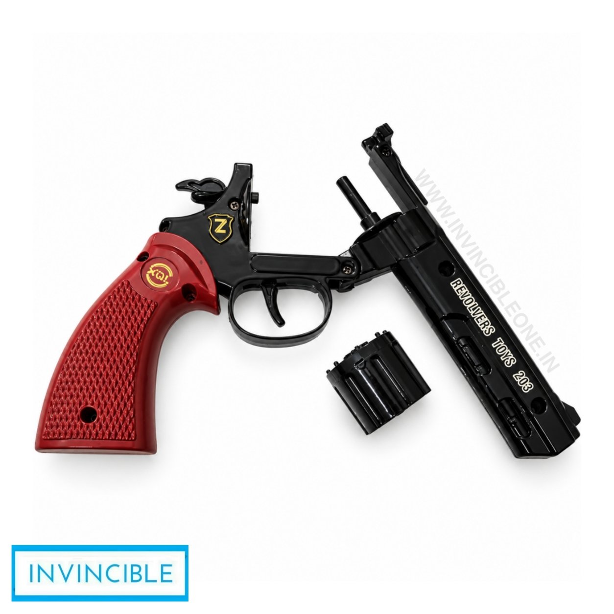 Python Black Big 8-Shot Ring Cap Toy Gun - Full Metal Die-Cast Big Size Revolver with Brown Grip - Image 4