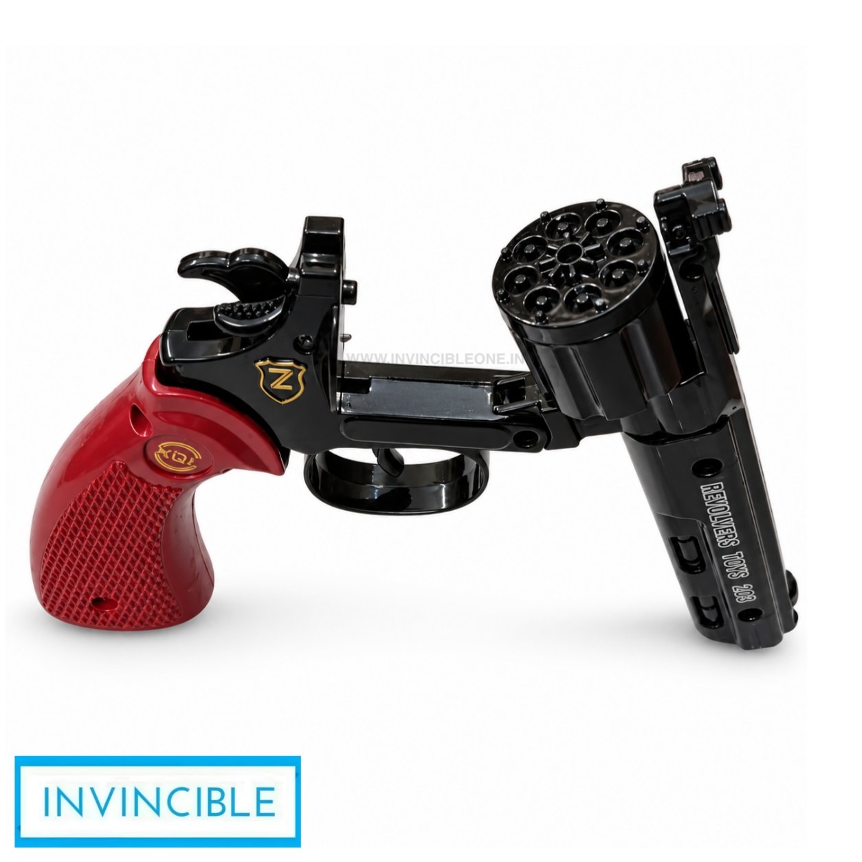 Python Black Big 8-Shot Ring Cap Toy Gun - Full Metal Die-Cast Big Size Revolver with Brown Grip - Image 6