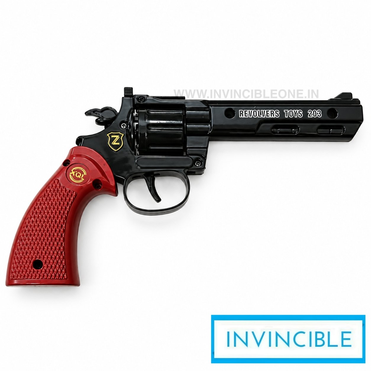 Python Black Big 8-Shot Ring Cap Toy Gun - Full Metal Die-Cast Big Size Revolver with Brown Grip - Image 3